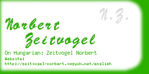 norbert zeitvogel business card